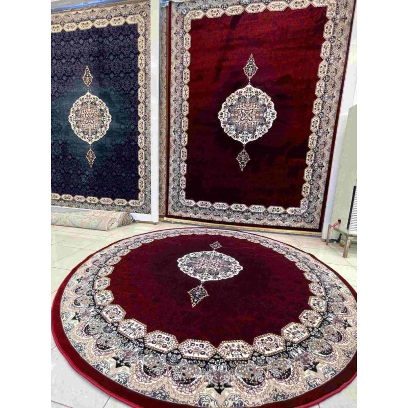 سجاد تركي كاشان دائري 1019A احمر مقاس 200*200
