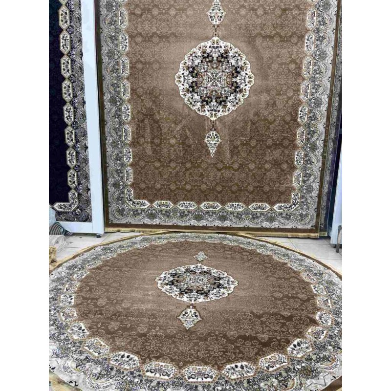 سجاد تركي كاشان دائري 1019A بيج مقاس 200*200