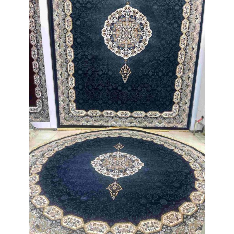 سجاد تركي كاشان دائري 1019A كحلي مقاس 200*200