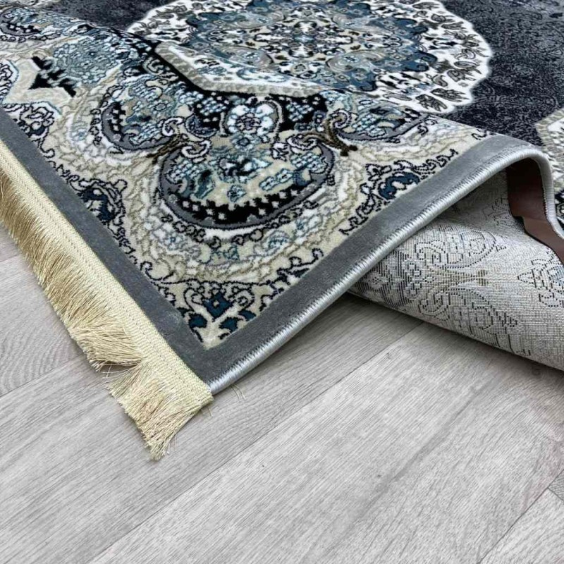 سجاد تركي كاشان دائري 1019A رصاصي مقاس 150*150