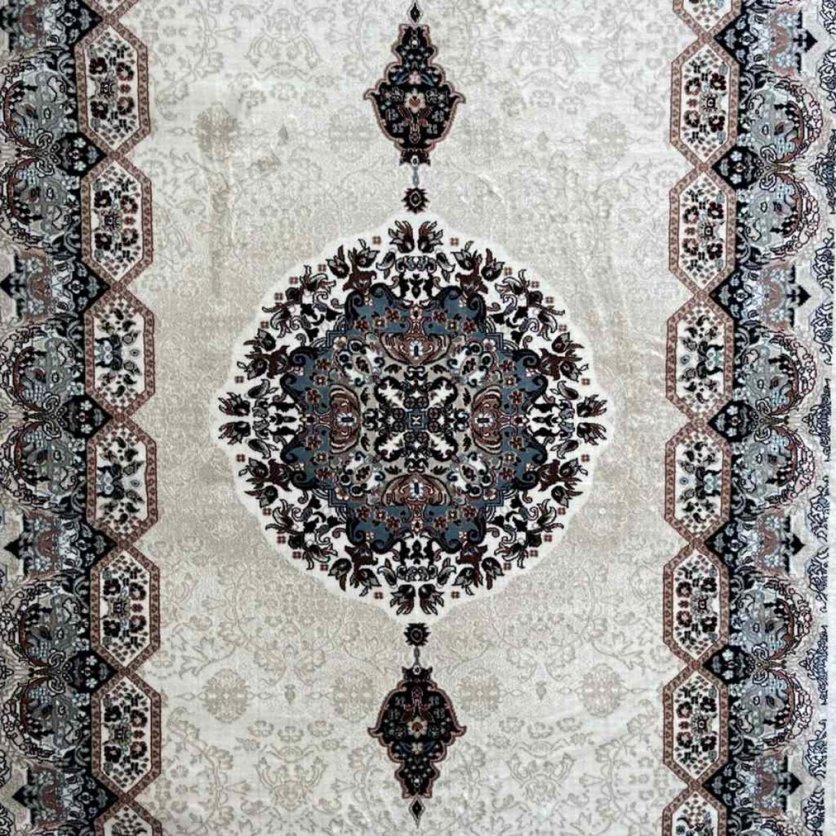سجاد تركي كاشان 1019A 11ملى كريم كريم مقاس 100*200
