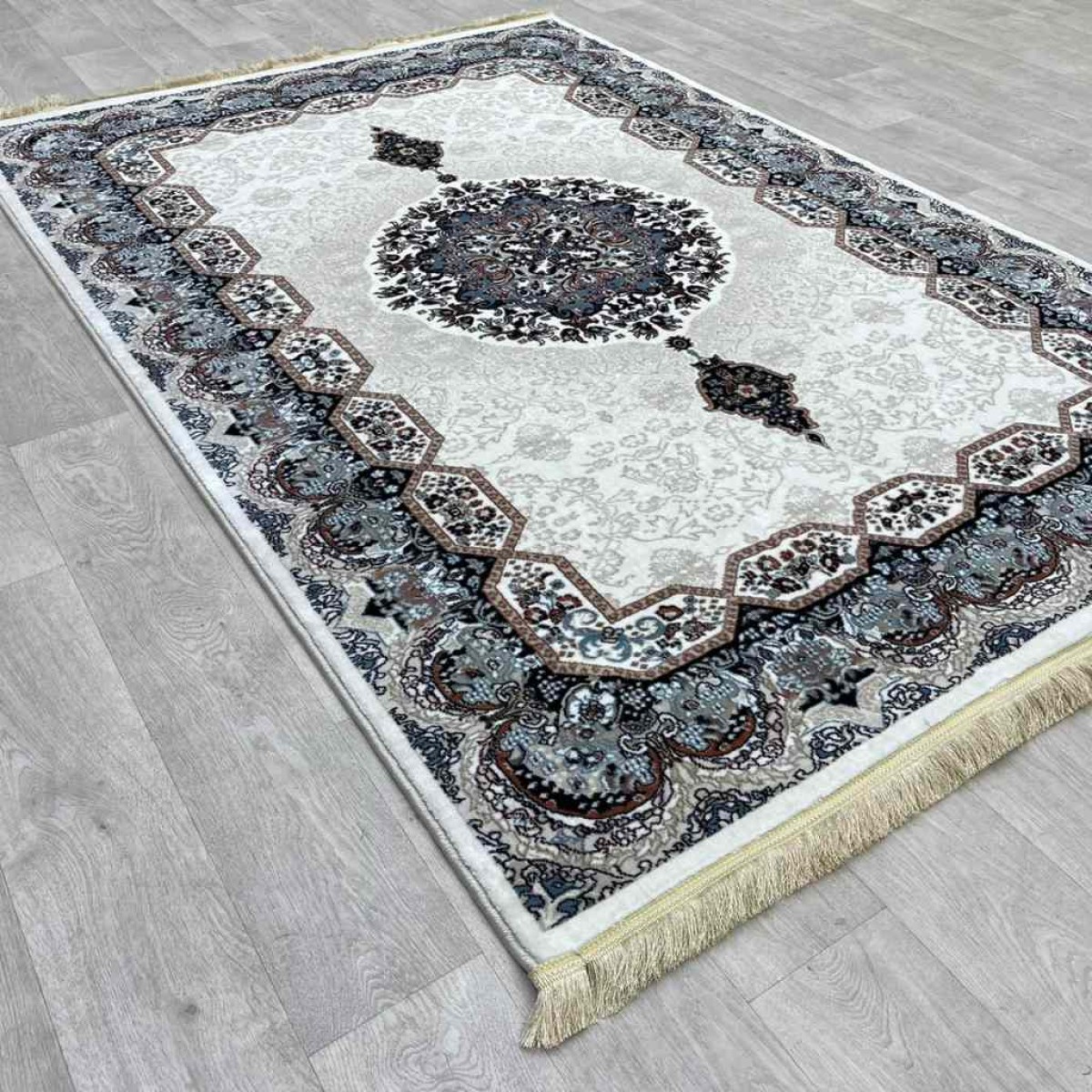 سجاد تركي كاشان 1019A 11ملى كريم كريم مقاس 100*200
