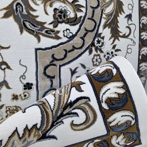 سجاد تركي شيراز A706C كلاسيك سميك ناعم كريم مقاس 400*600