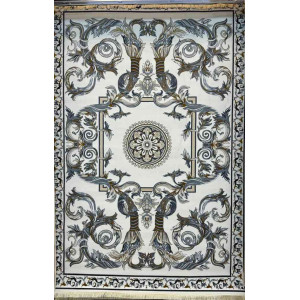 سجاد إيراني درجة أولى سجاد فاخر مصنوع بدقة عالية من أفضل أنواع الصوف والحريرنقشه ملكي2 الون كريم مقاس 300*400