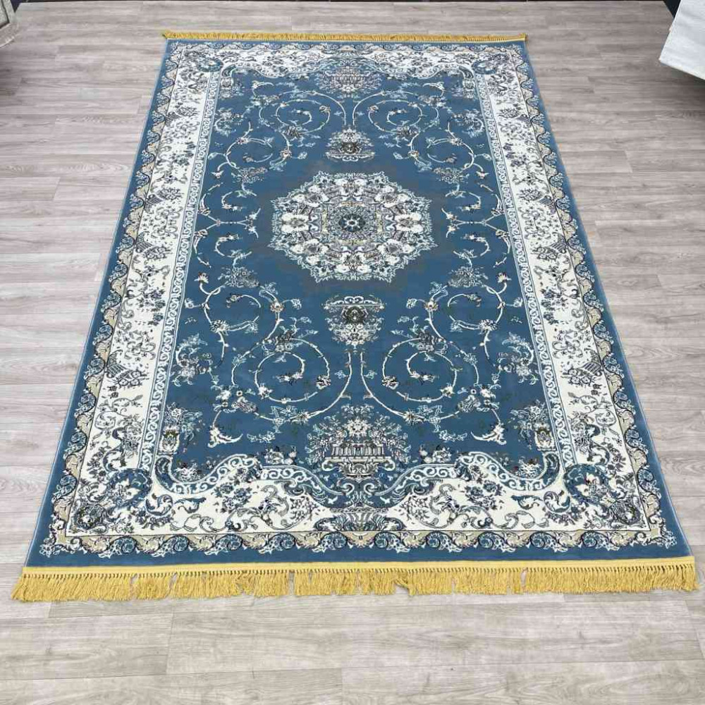 سجاد تركي تبريز كلاسيك سميك ناعم 2767B سماوي عنابي مقاس 500*700