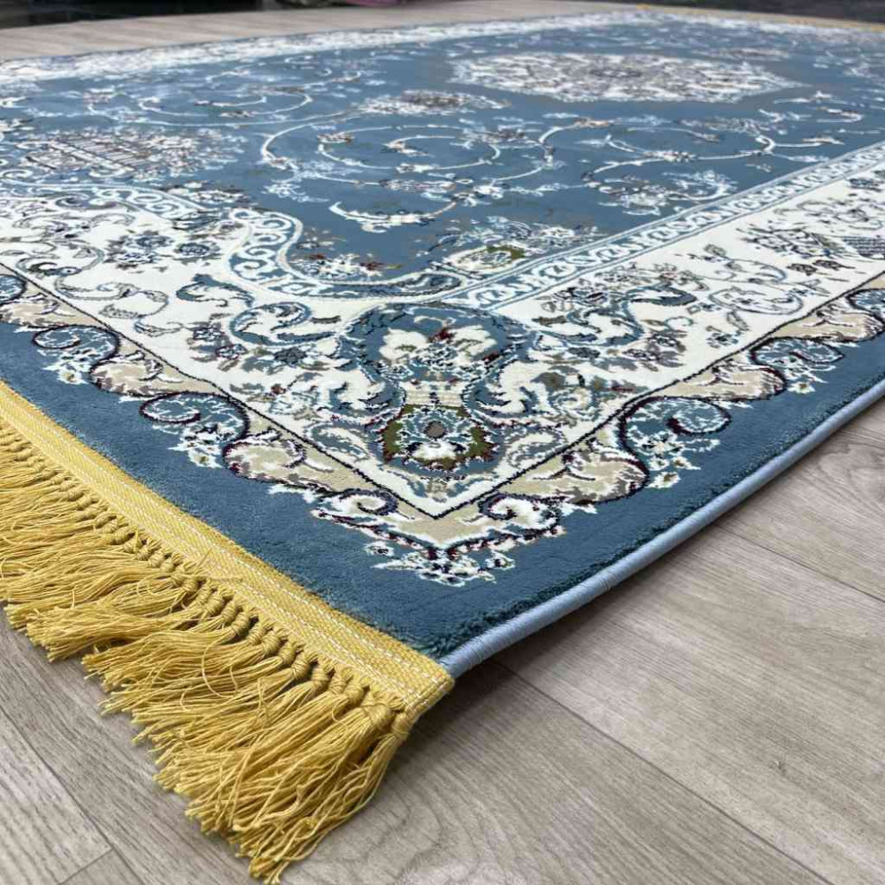 سجاد تركي تبريز كلاسيك سميك ناعم 2767B سماوي عنابي مقاس 500*700