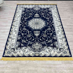 سجاد تركي تبريز كلاسيك سميك ناعم 2767B كحلي مقاس 100*300