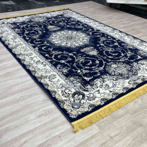 سجاد تركي تبريز كلاسيك سميك ناعم 2767B كحلي مقاس 100*300