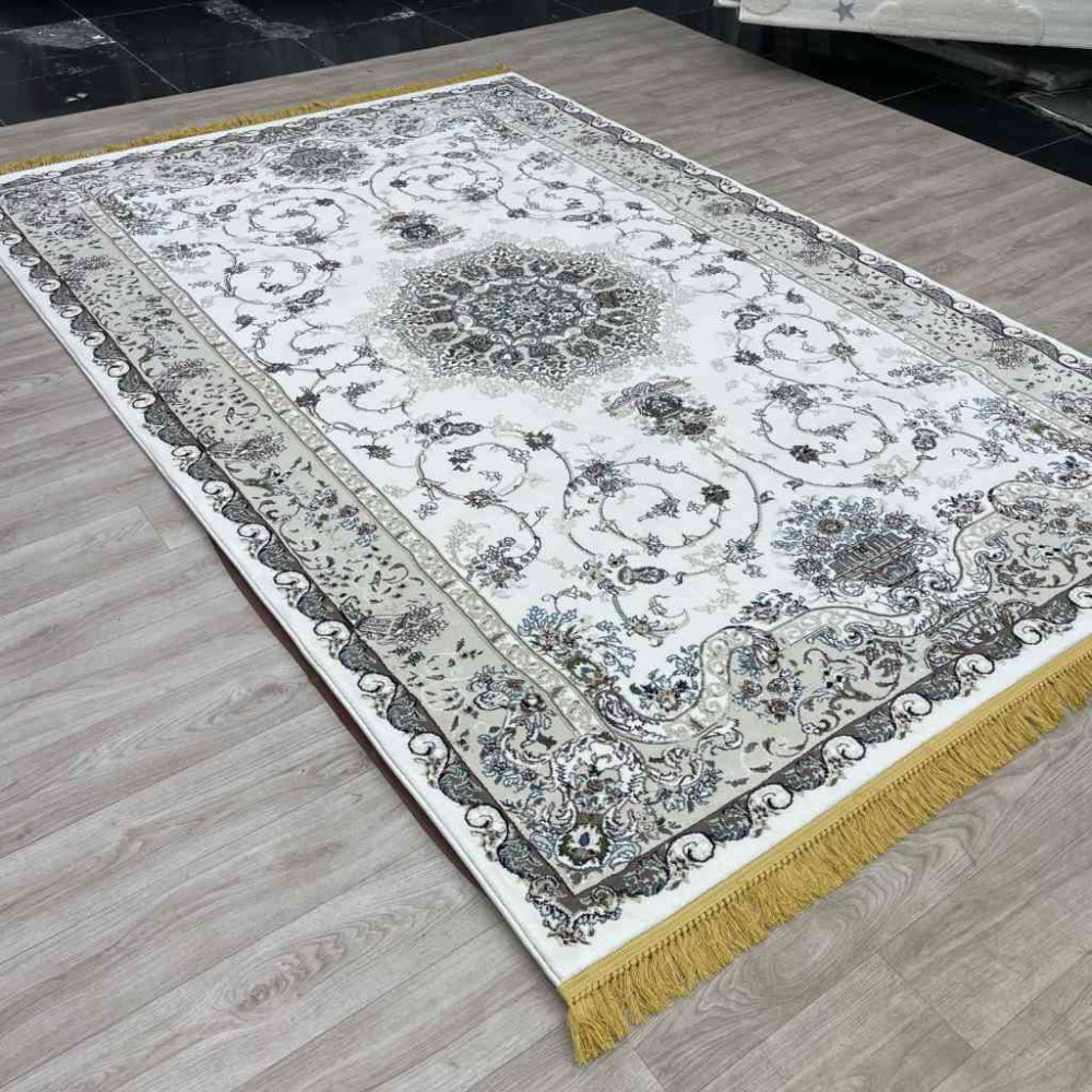 سجاد تركي تبريز كلاسيك سميك ناعم 2767B ابيض مقاس 500*700
