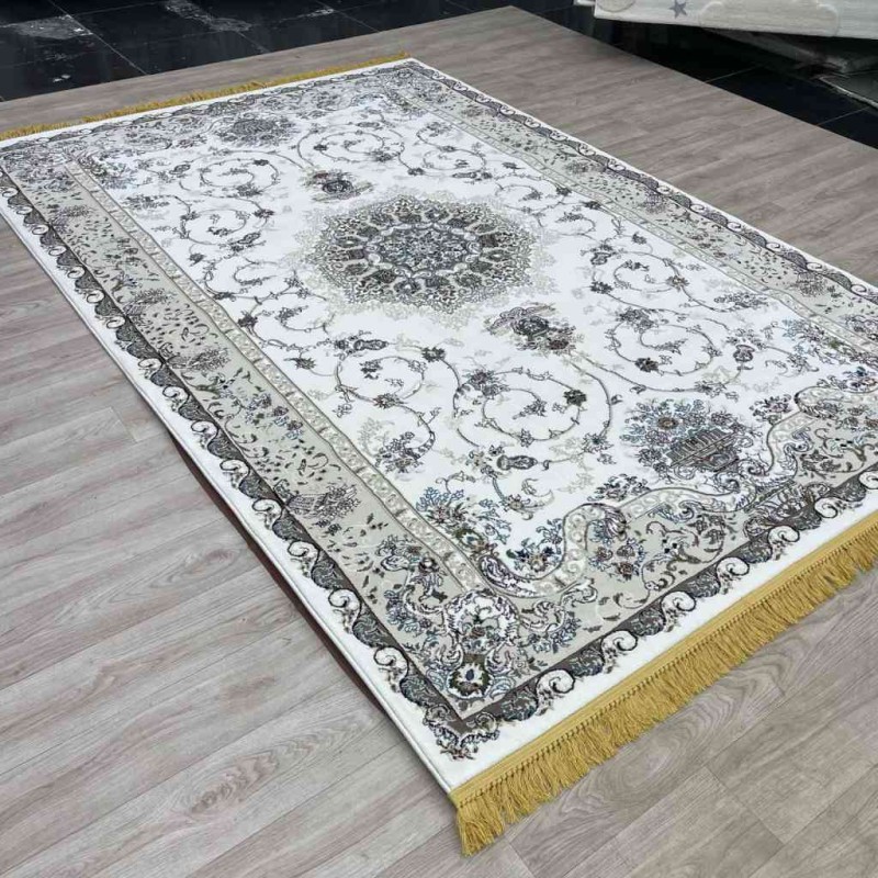 سجاد تركي تبريز كلاسيك سميك ناعم 2767B ابيض مقاس 500*800