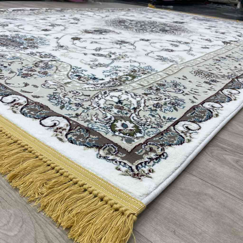 سجاد تركي تبريز كلاسيك سميك ناعم 2767B ابيض مقاس 500*700
