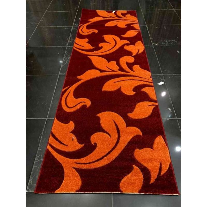 سجاد تركي مخفض كمفور عنابي وبرتقالي  100*300