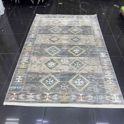 سجاد بوهيمي تركي فينتج B0024C لون رصاصي بيج مقاس 100*300