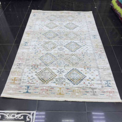 سجاد بوهيمي تركي فينتج B0024C لون بيج ابيض مقاس 150*230