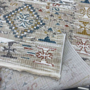 سجاد بوهيمي تركي فينتج B0024C لون بيج ابيض مقاس 150*230