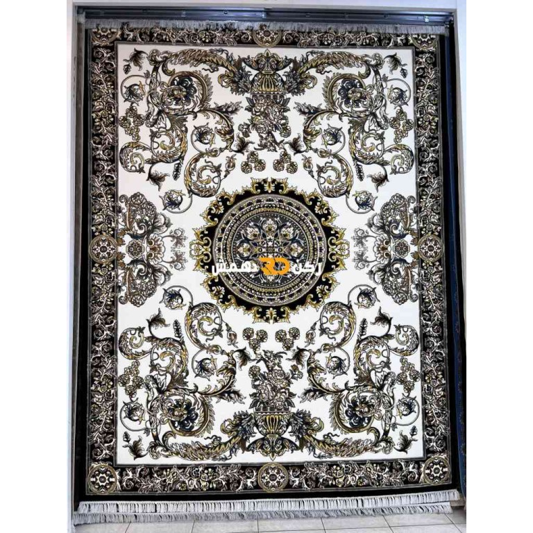 سجاد تركي طوكيو نقش ايراني B061B لون اسود مقاس 300*500