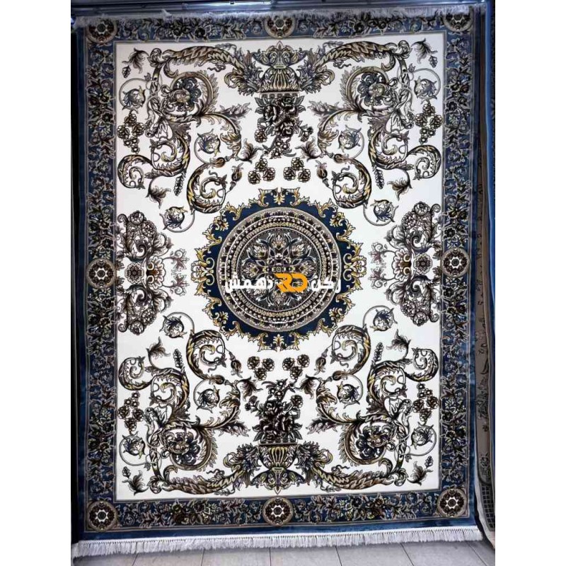 سجاد تركي طوكيو نقش ايراني B061B لون سماوي مقاس 400*600