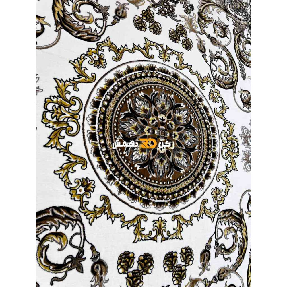 سجاد تركي طوكيو نقش ايراني B061B لون ابيض دائري مقاس 300*300