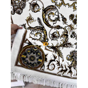 سجاد تركي طوكيو نقش ايراني B061B لون ابيض دائري مقاس 300*300