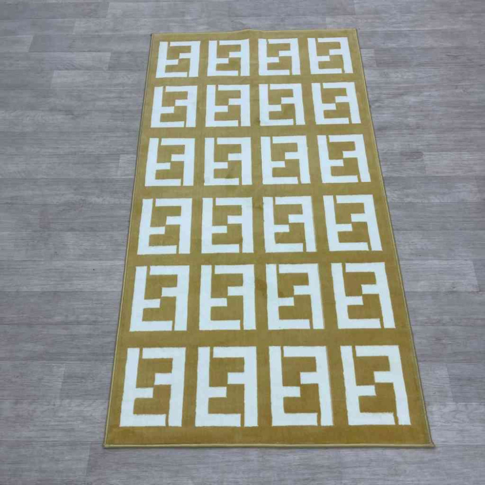 سجاد مايباخ فندي ذهبي و ابيض مقاس 80*150