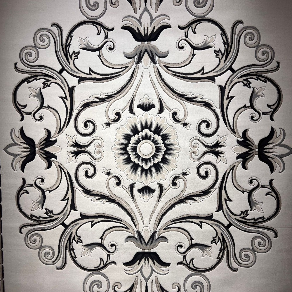 Turkish arjwan G0783B Rug white ANTHRACITE Size 100*200