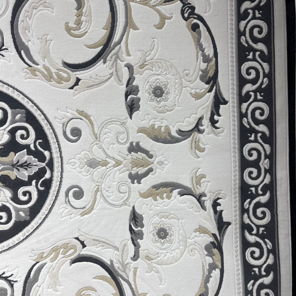 سجاد تركي نقش فرنسي بارون 41162A كريم اسود مقاس 80*150 سجاد تركي نقش فرنسي بارون 41162A كريم اسود مقاس 80*150