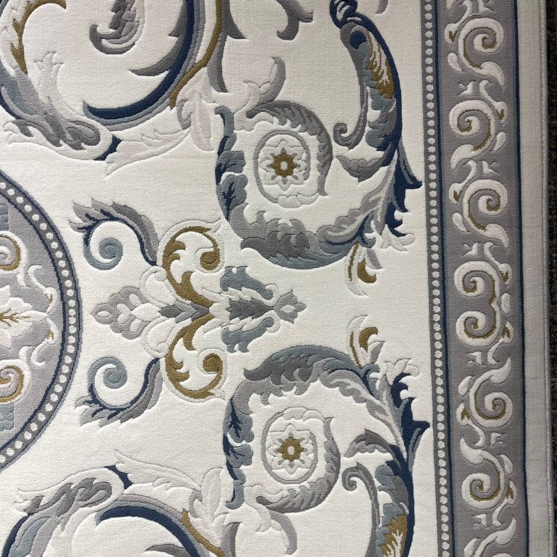 سجاد تركي نقش فرنسي بارون 41162A كريم سماوي مقاس 100*200