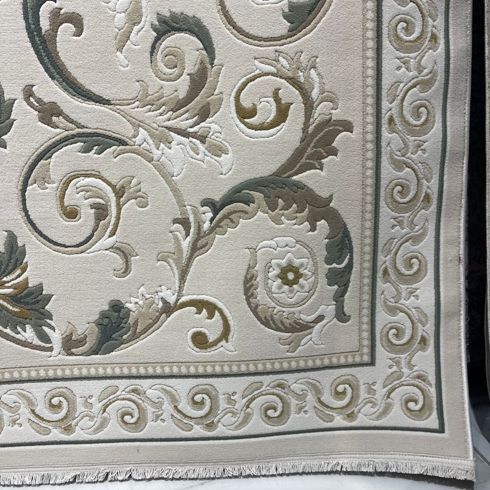 سجاد تركي نقش فرنسي بارون 41162A بيج فاتح اخضرمقاس 400*500