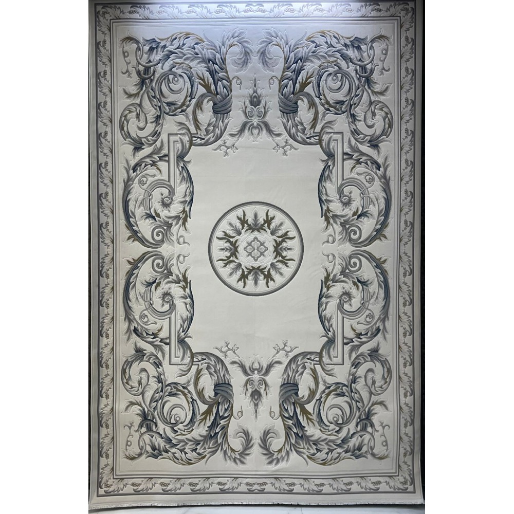 سجاد القصور تركي كراون نقش فرنسي تركي 41170A كريم سماوي مقاس 100*200