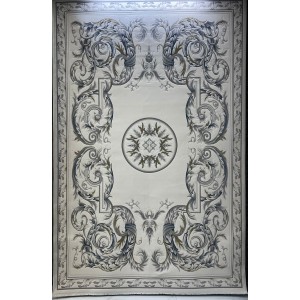 سجاد القصور تركي كراون نقش فرنسي تركي 41170A كريم سماوي مقاس 100*200