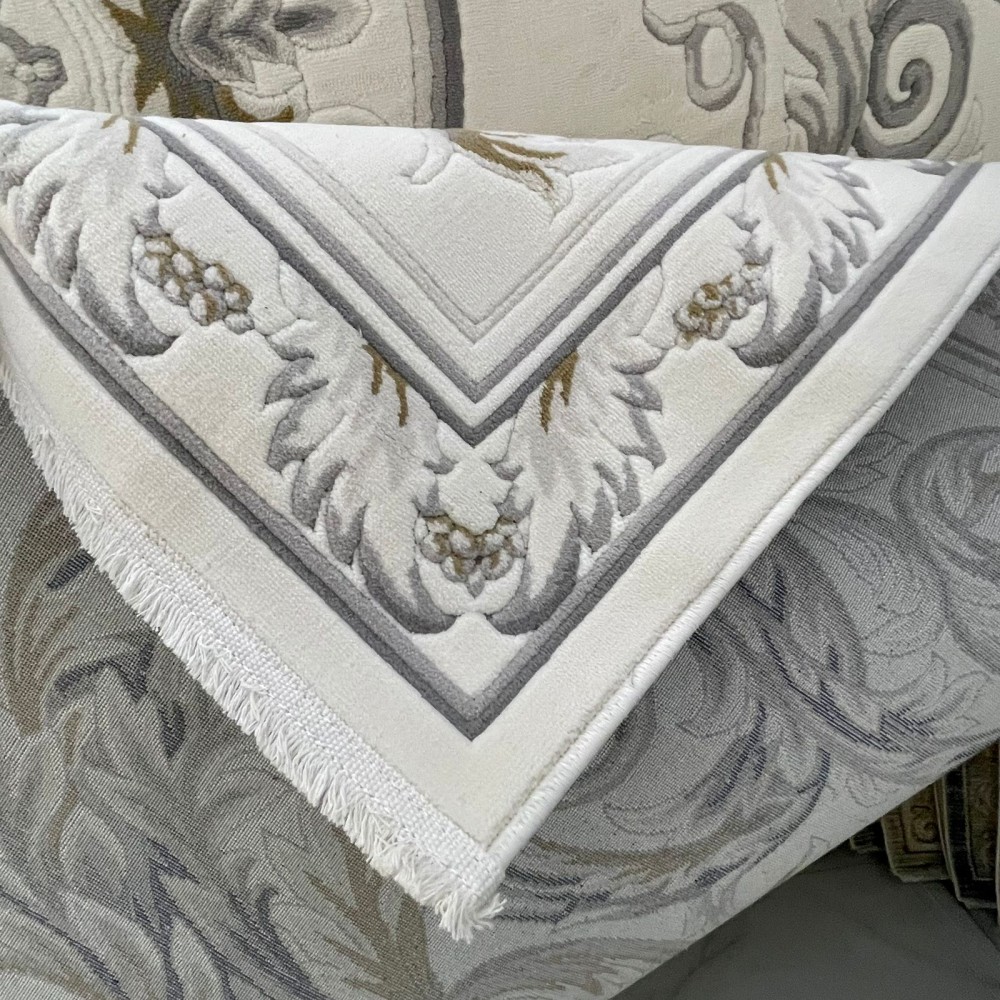 سجاد القصور تركي كراون نقش فرنسي تركي 41170A كريم سماوي مقاس 100*200