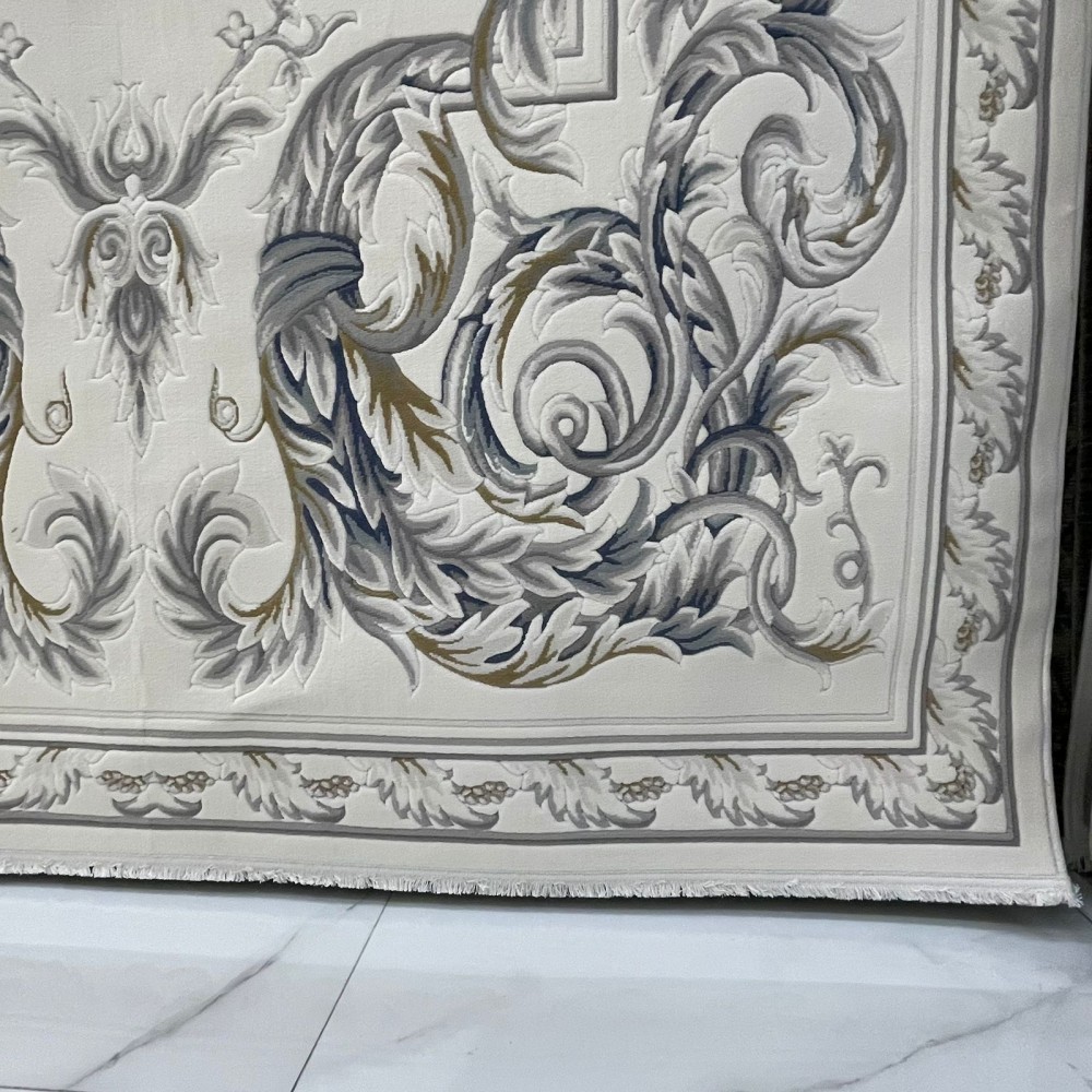 سجاد القصور تركي كراون نقش فرنسي تركي 41170A كريم سماوي مقاس 100*200