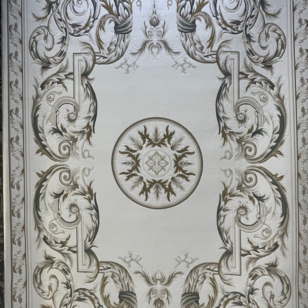 سجاد القصور تركي كراون نقش فرنسي 41170A رصاصي بيج مقاس 400*500