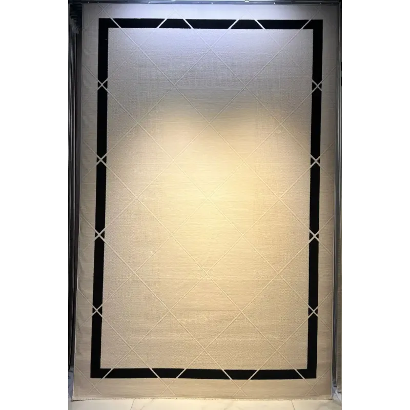 سجاد تركي اطار برواز فريم F495A كريم اسود مقاس 100*300
