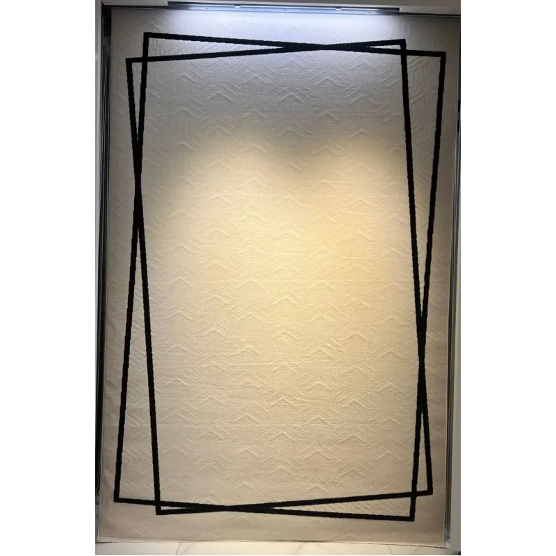 سجاد تركي اطار برواز فريم F602A كريم اسود مقاس 80*150
