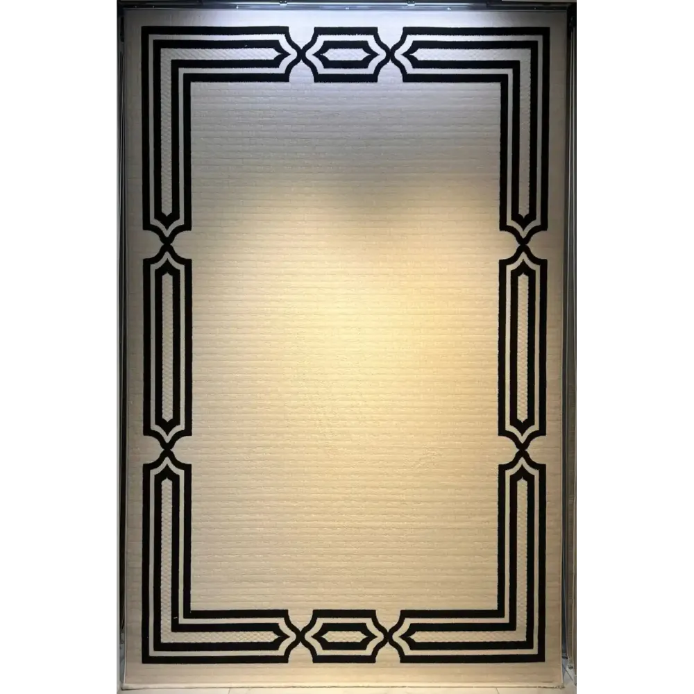سجاد تركي اطار برواز فريم F604A كريم اسود مقاس 80*150