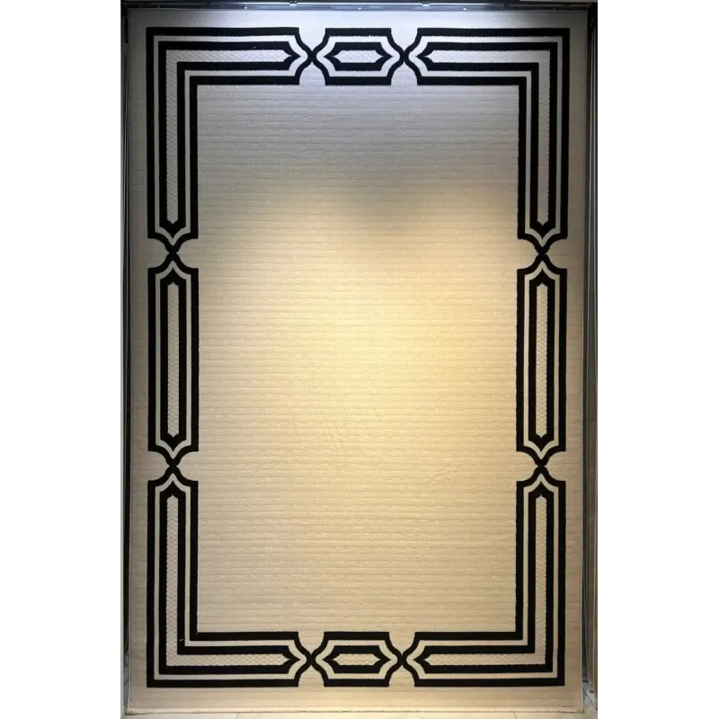 سجاد تركي اطار برواز فريم F604A كريم اسود مقاس 80*150