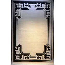 سجاد تركي اطار برواز فريم F605A كريم اسود مقاس 300*400
