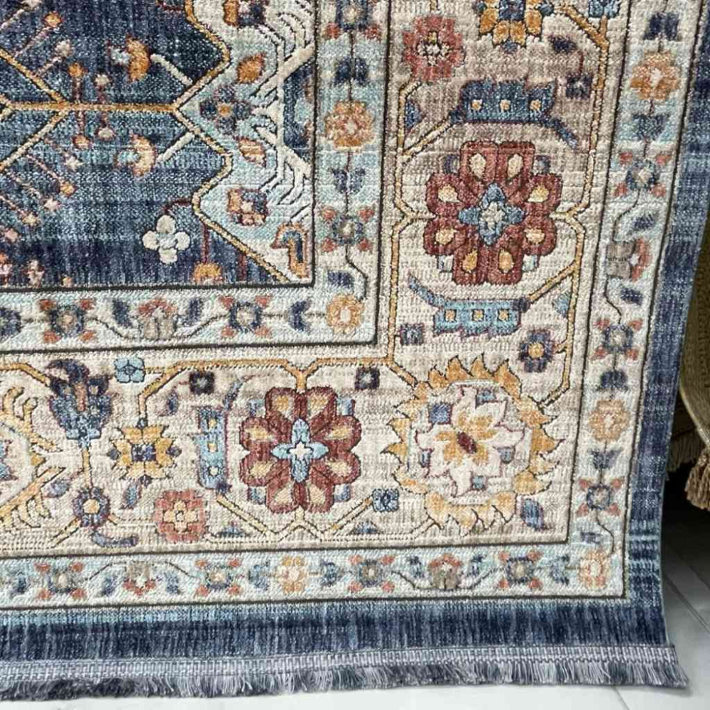 سجاد تركي هانوفر KM69A ازرق غامق كريم مقاس 300*400 سجاد تركي هانوفر KM69A ازرق غامق كريم مقاس 300*400