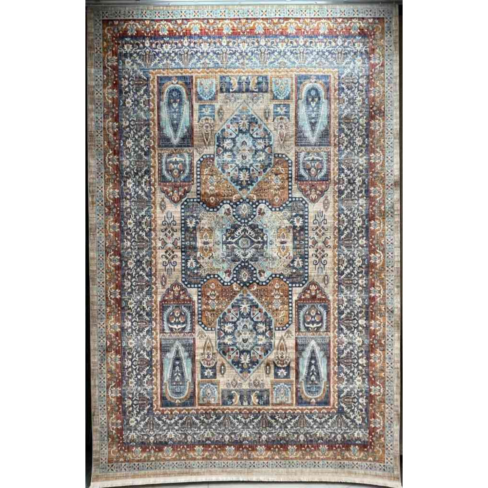 سجاد تركي هانوفر KM89A كريم تركواز مقاس 80*150