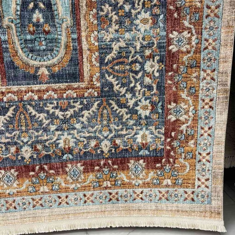 سجاد تركي هانوفر KM89A كريم تركواز مقاس 120*170