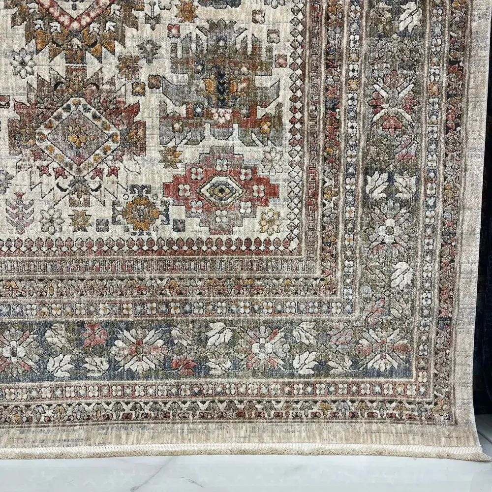 سجاد تركي هانوفر KK34A بيج مولتي روز مقاس 200*300