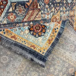 سجاد تركي هانوفر KM82A سماوي غامق تركواز مقاس 150*220