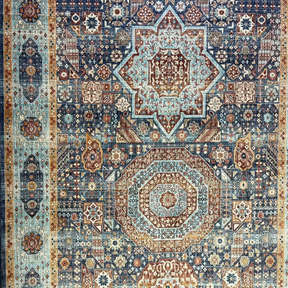 سجاد تركي هانوفر KM82A سماوي غامق تركواز مقاس 150*220