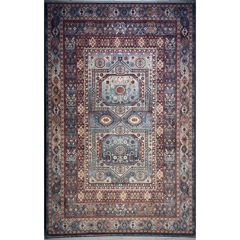سجاد تركي هانوفر KM90A سماوي غامق احمر مقاس 200*300