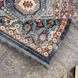 سجاد تركي هانوفر KM90A سماوي غامق احمر مقاس 200*300