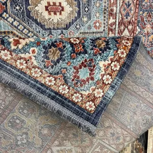 سجاد تركي هانوفر KM90A سماوي غامق احمر مقاس 200*300