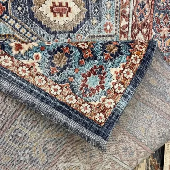 سجاد تركي هانوفر KM90A سماوي غامق احمر مقاس 200*300