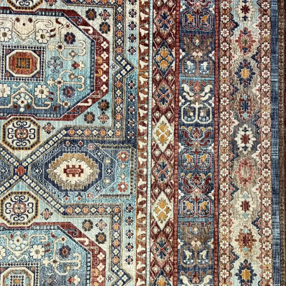 سجاد تركي هانوفر KM90A سماوي غامق احمر مقاس 200*300