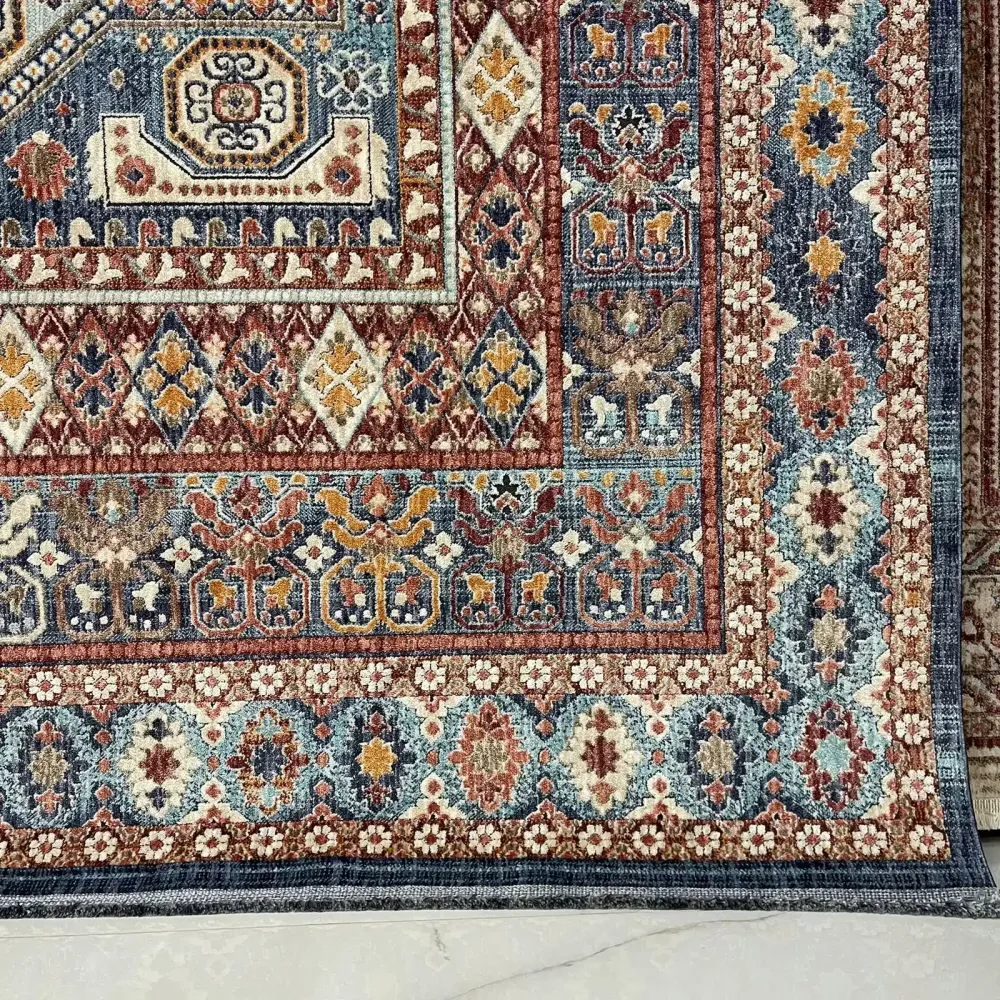 سجاد تركي هانوفر KM90A سماوي غامق احمر مقاس 200*300